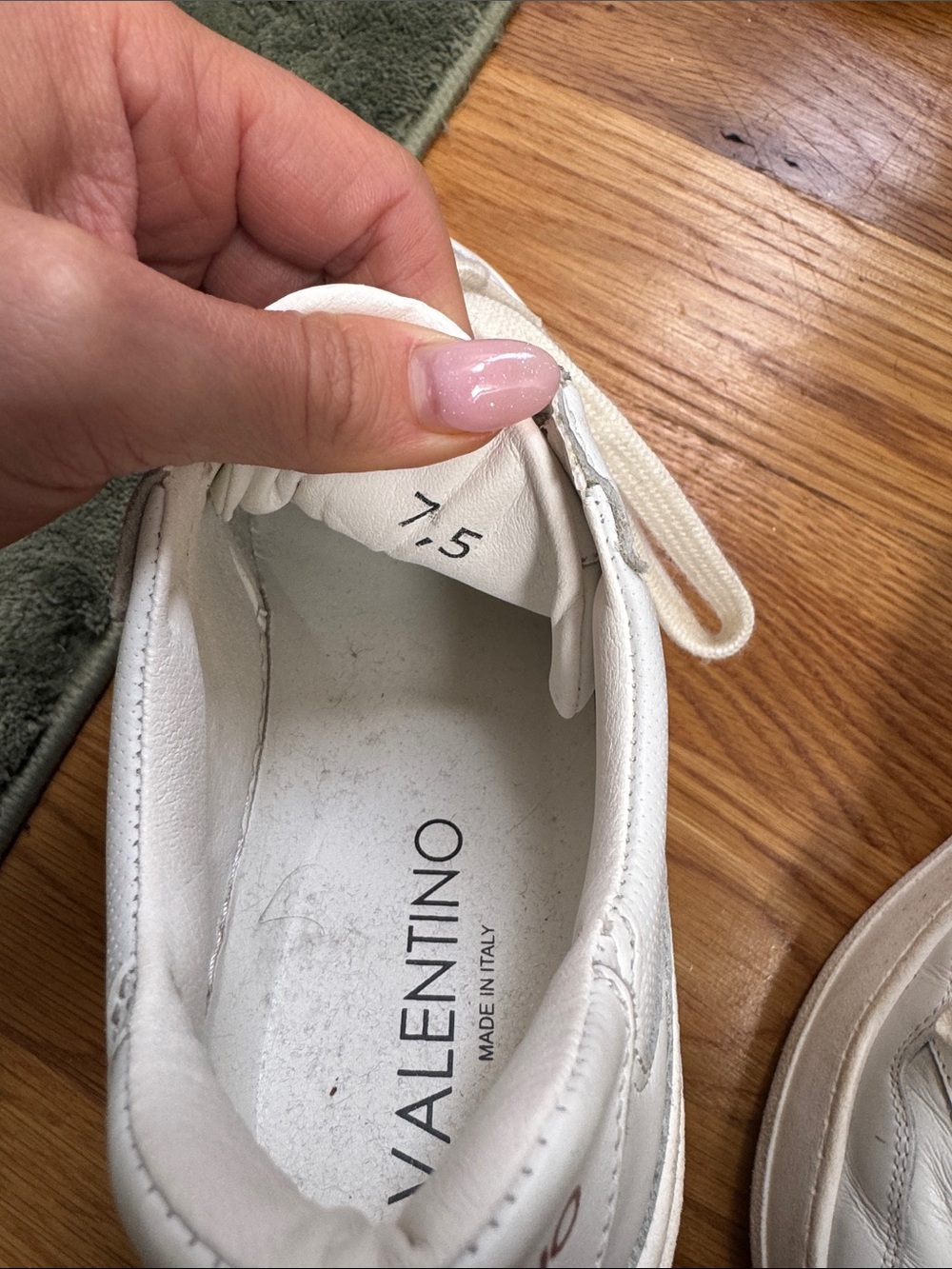 Valentino White Leather Platform Sneakers with Cream Laces - Picture 11 of 11